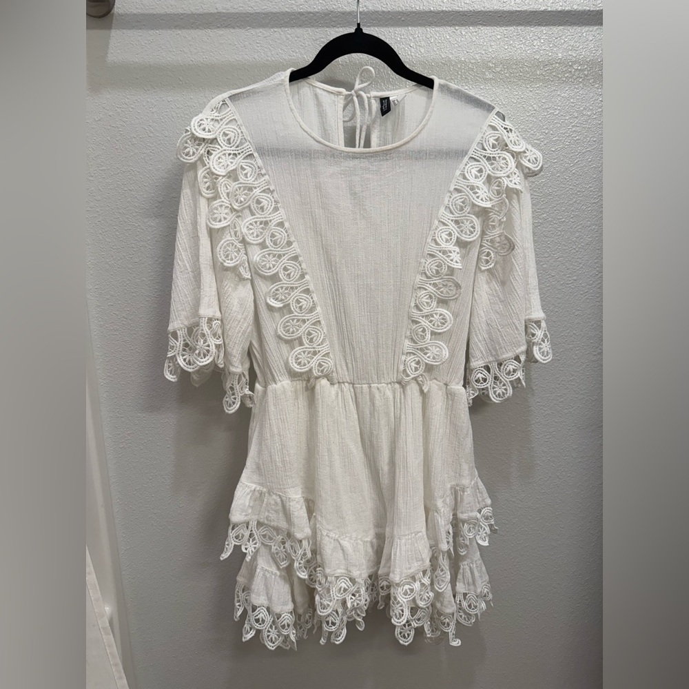 H&M White Lace Trim Mini Dress